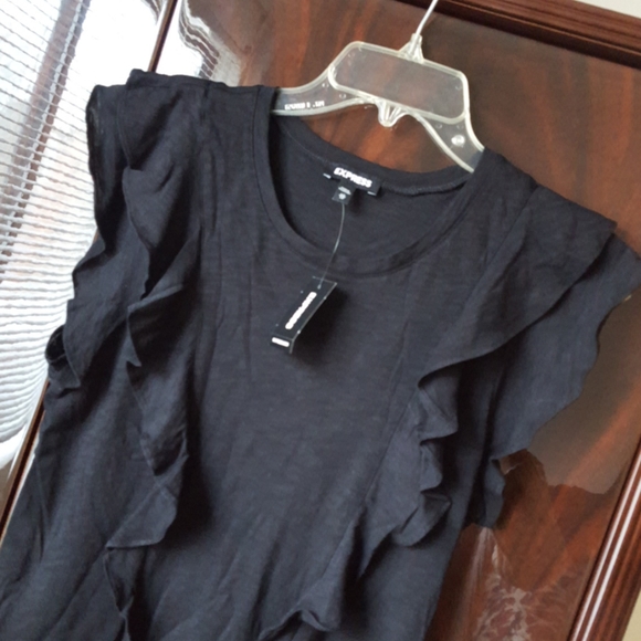 Express Black Ruffle Top - Picture 9 of 9